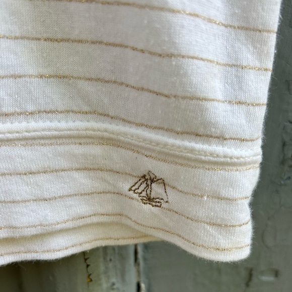 le petit bateau gold striped t shirt, size 12 - Picture 2 of 7